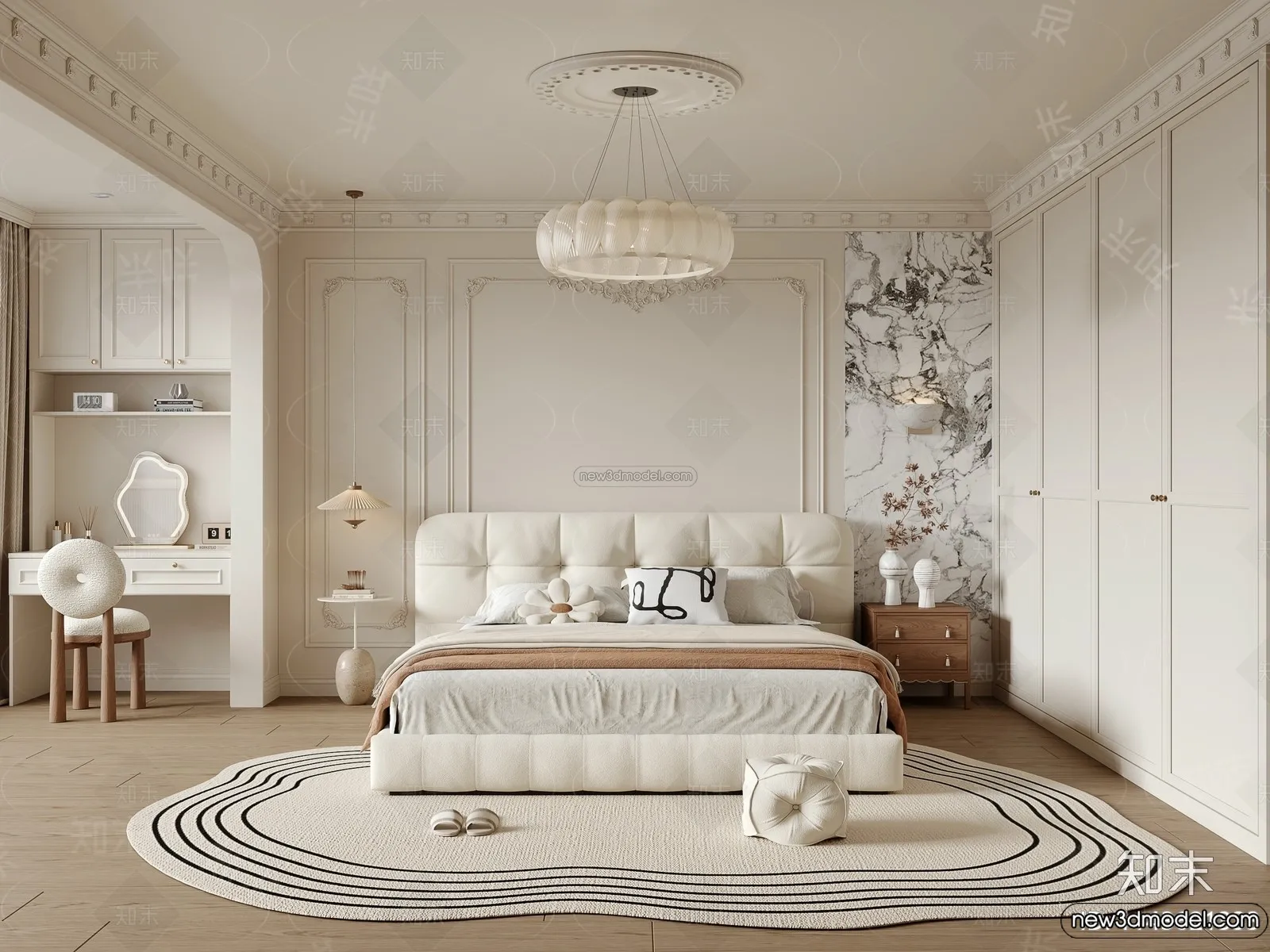 Bedroom – 3D Interior Scene – French Style – 011