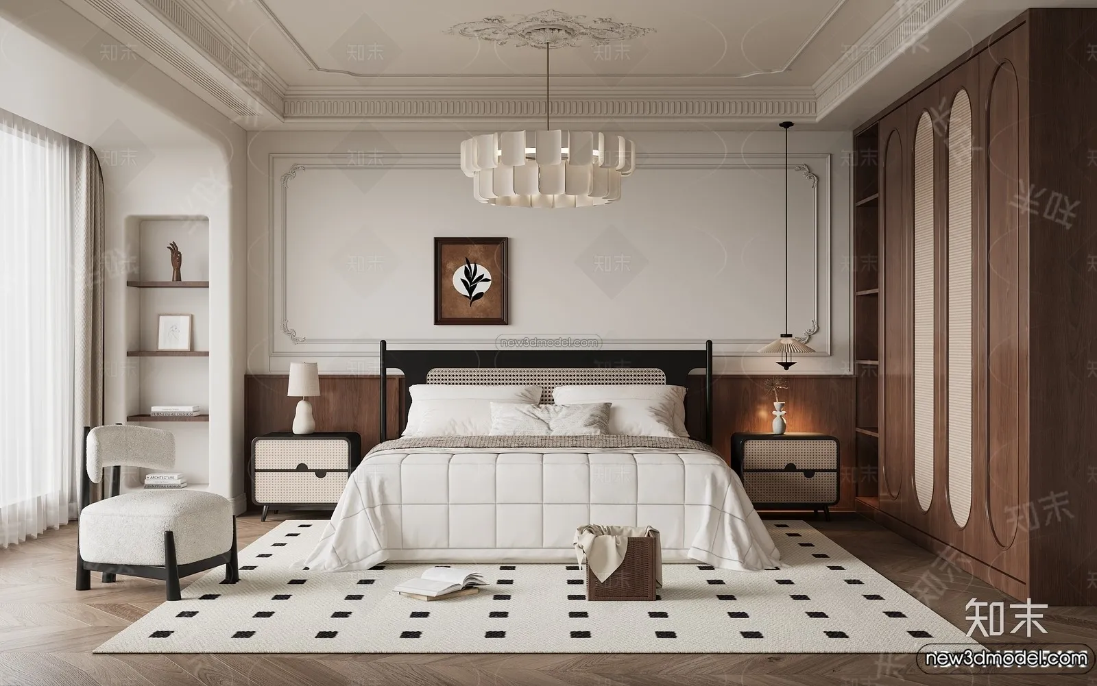 Bedroom – 3D Interior Scene – French Style – 012