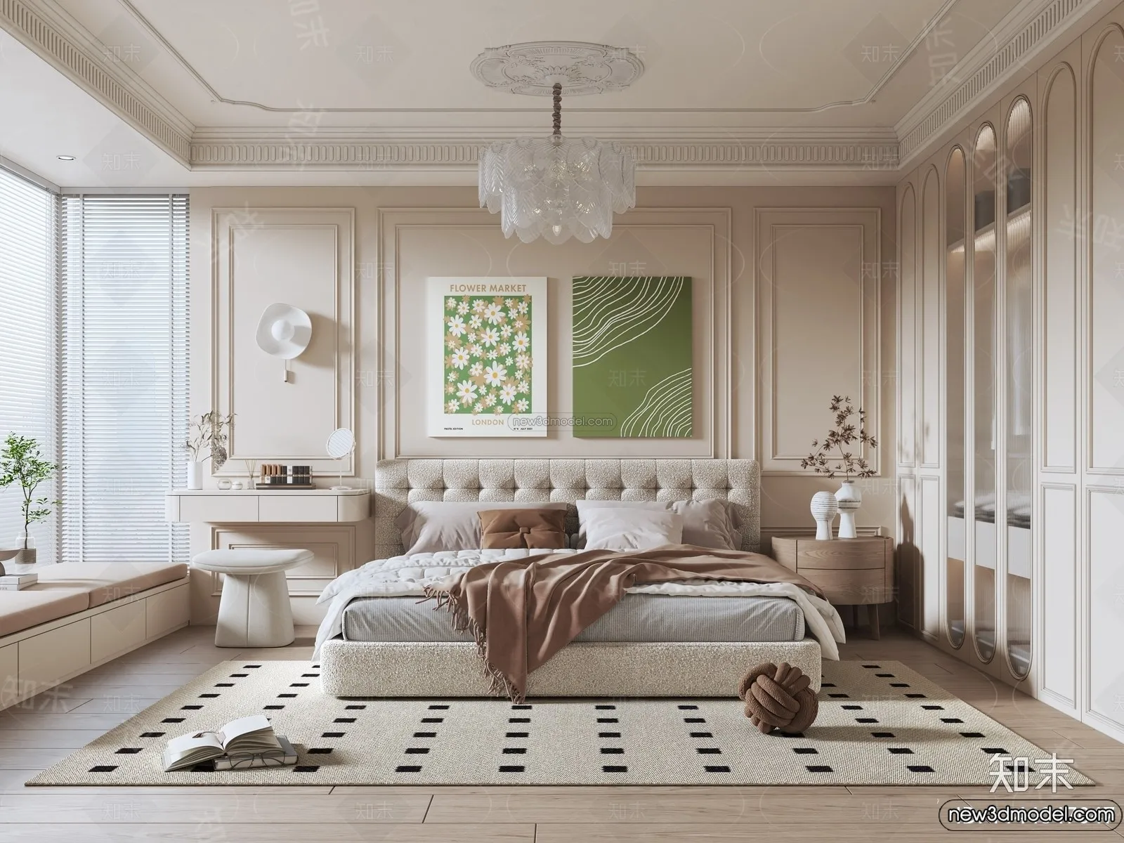 Bedroom – 3D Interior Scene – French Style – 013