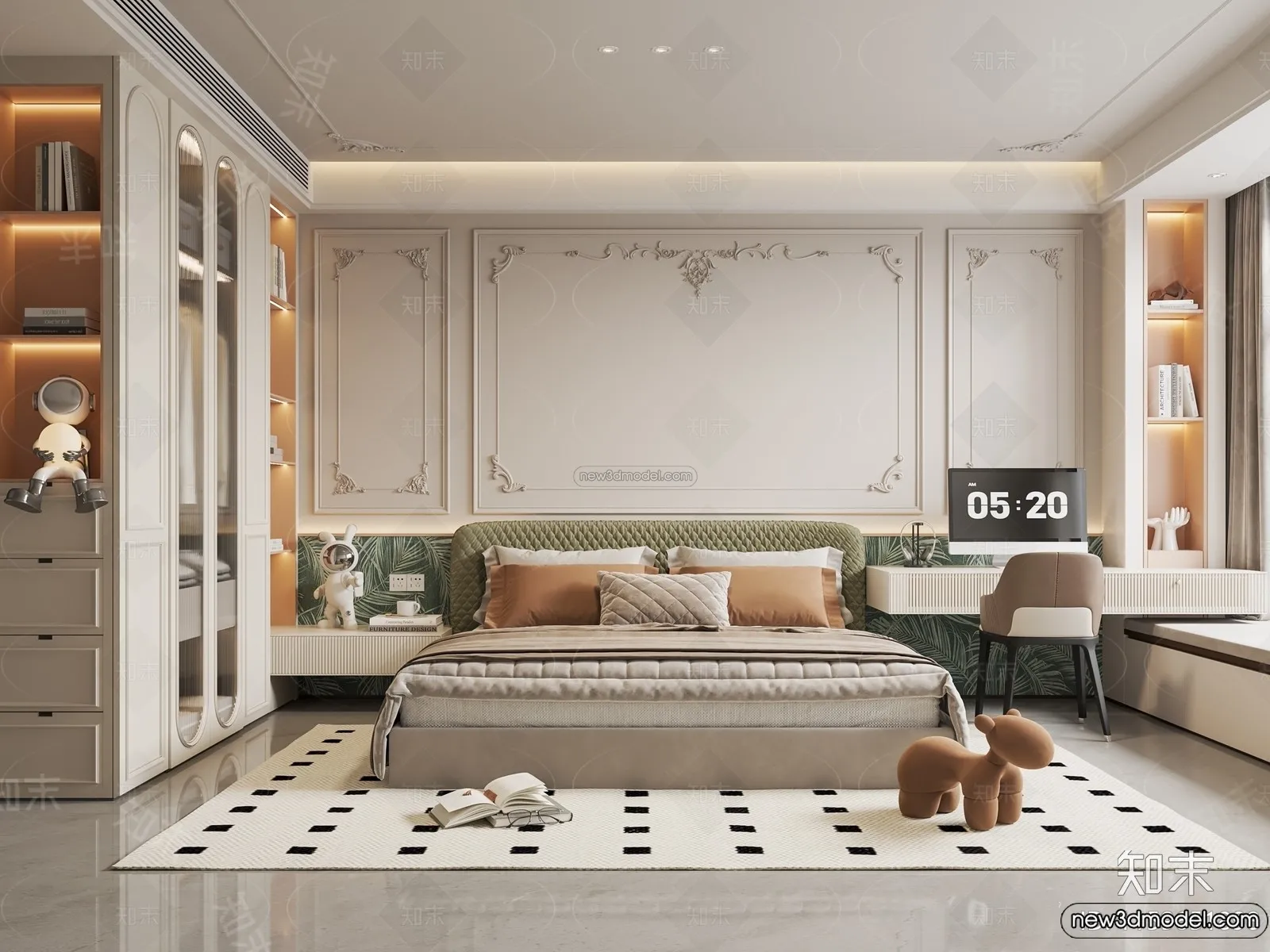 Bedroom – 3D Interior Scene – French Style – 015