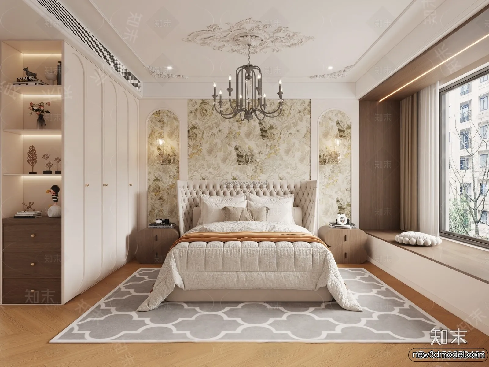 Bedroom – 3D Interior Scene – French Style – 016