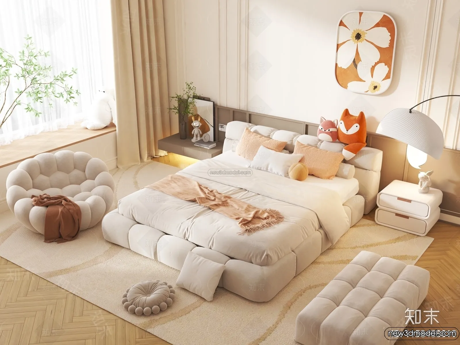 Bedroom – 3D Interior Scene – French Style – 018