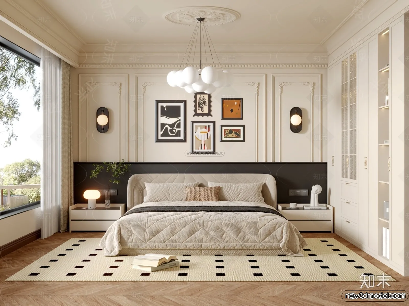 Bedroom – 3D Interior Scene – French Style – 023