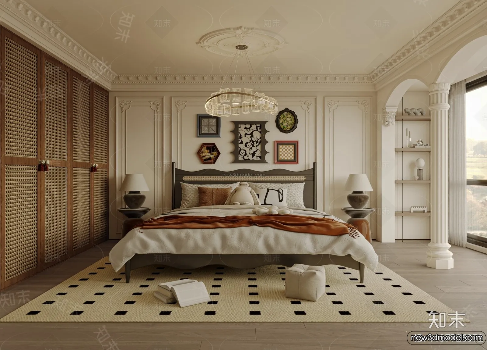 Bedroom – 3D Interior Scene – French Style – 027