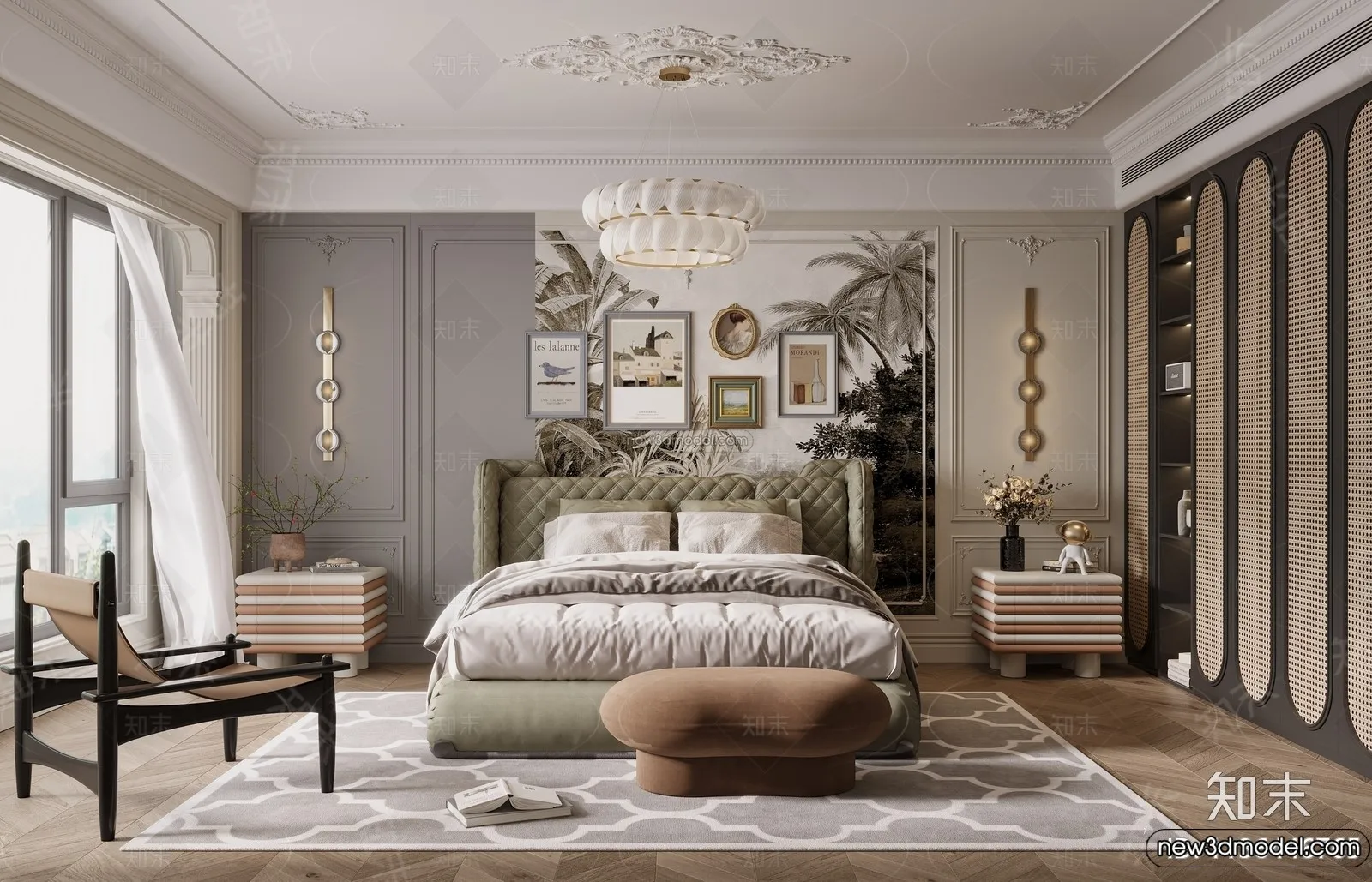 Bedroom – 3D Interior Scene – French Style – 028