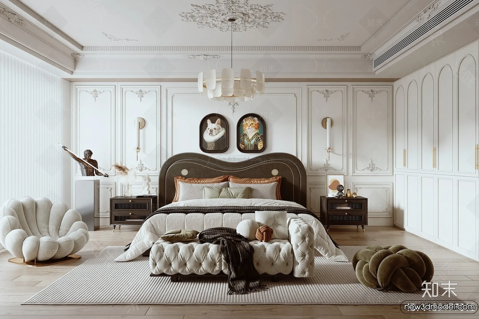 Bedroom – 3D Interior Scene – French Style – 029