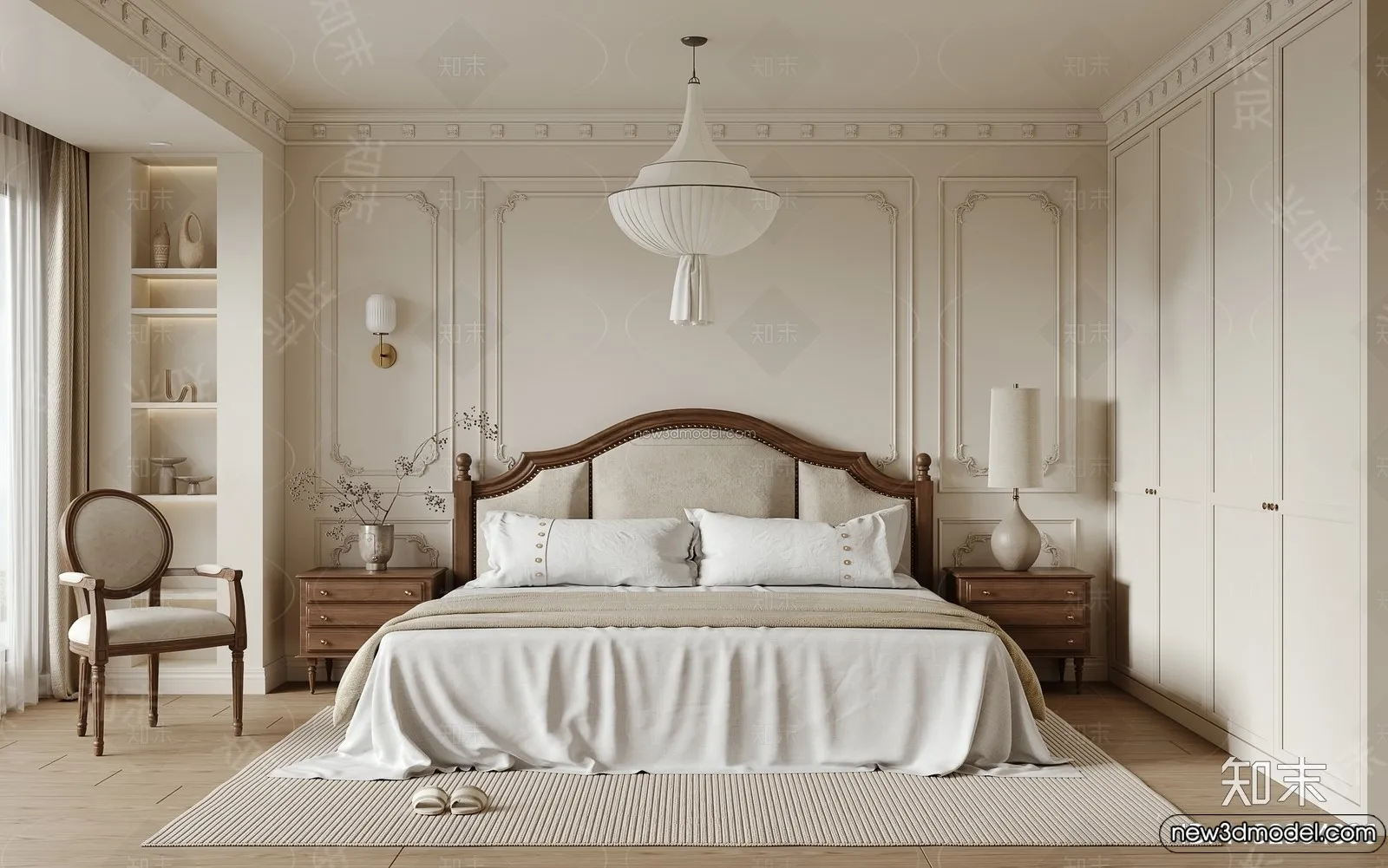 Bedroom – 3D Interior Scene – French Style – 031