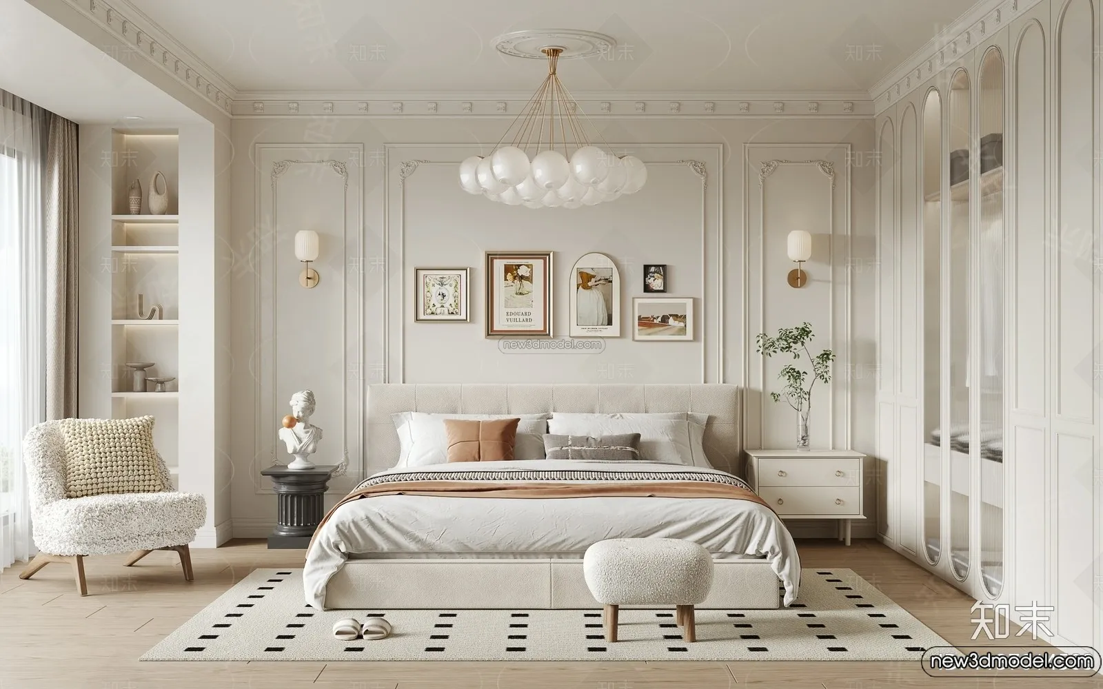 Bedroom – 3D Interior Scene – French Style – 032