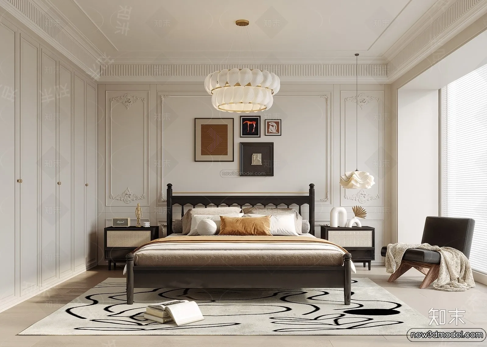 Bedroom – 3D Interior Scene – French Style – 033