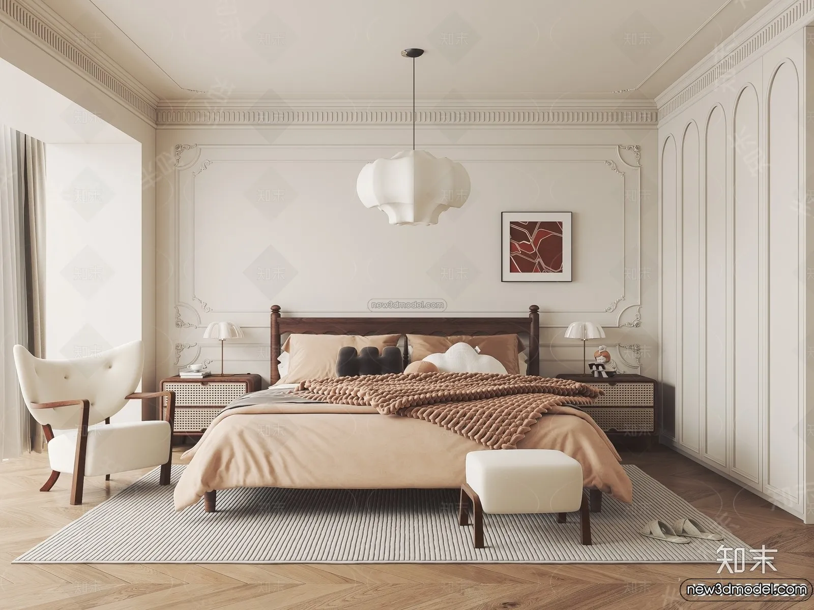 Bedroom – 3D Interior Scene – French Style – 034