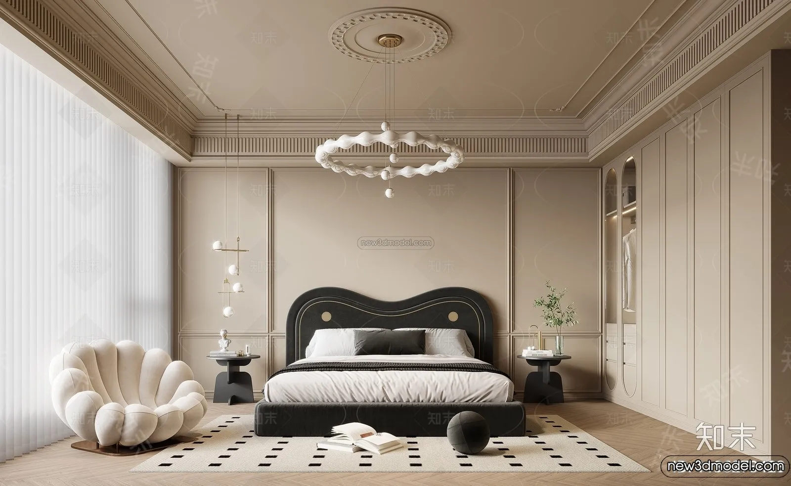 Bedroom – 3D Interior Scene – French Style – 035