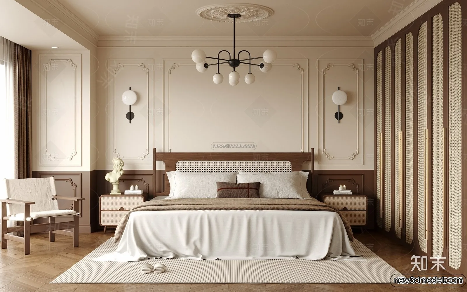 Bedroom – 3D Interior Scene – French Style – 036