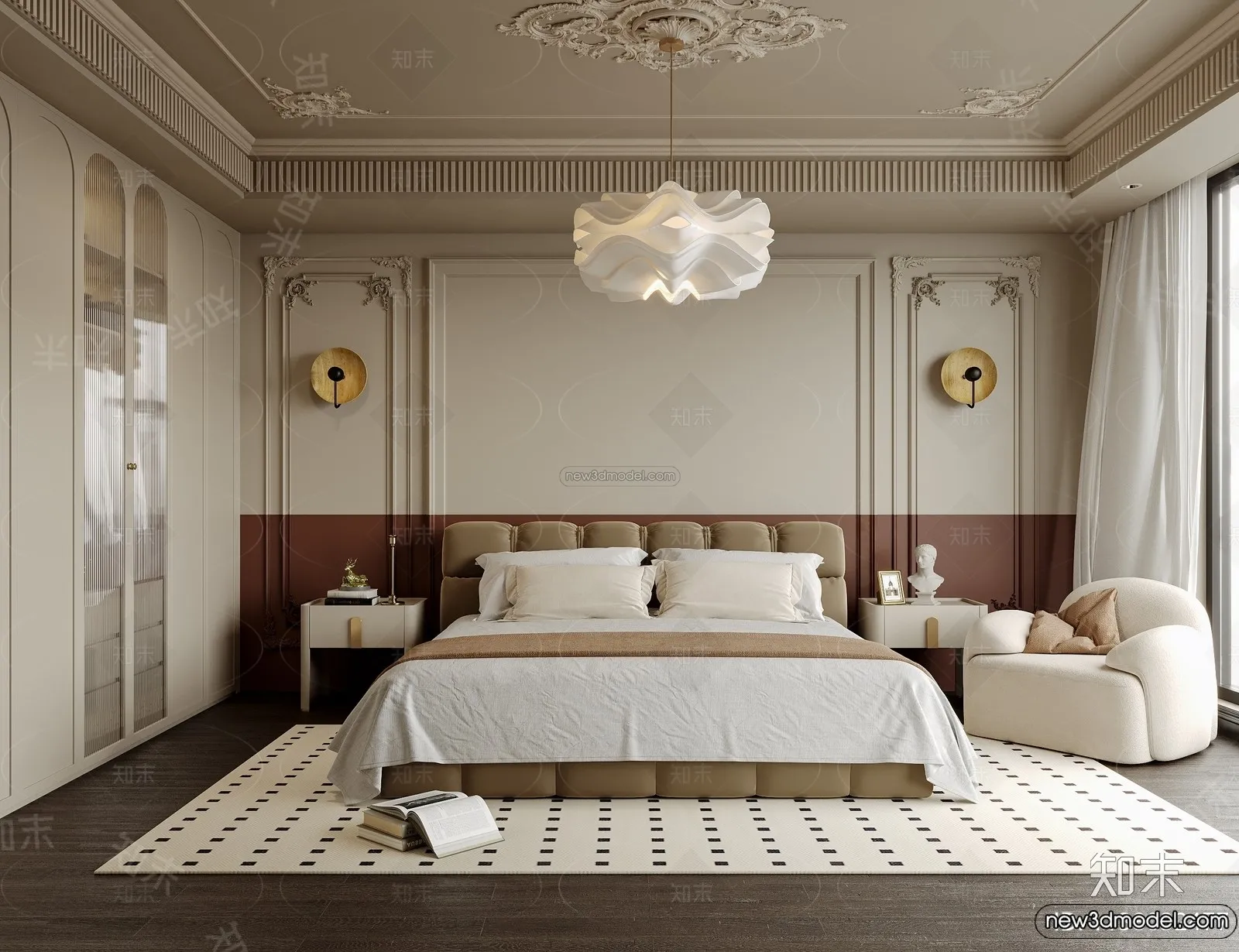 Bedroom – 3D Interior Scene – French Style – 038