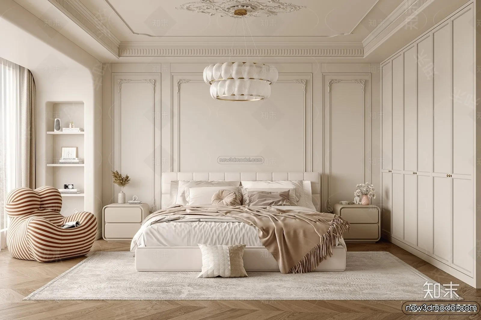 Bedroom – 3D Interior Scene – French Style – 039