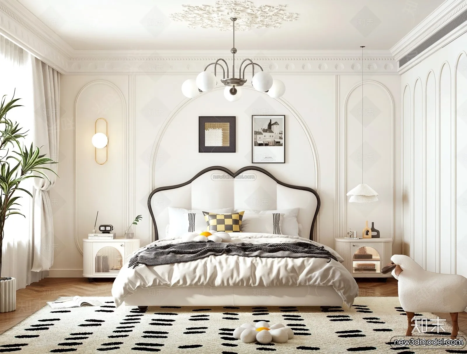 Bedroom – 3D Interior Scene – French Style – 043