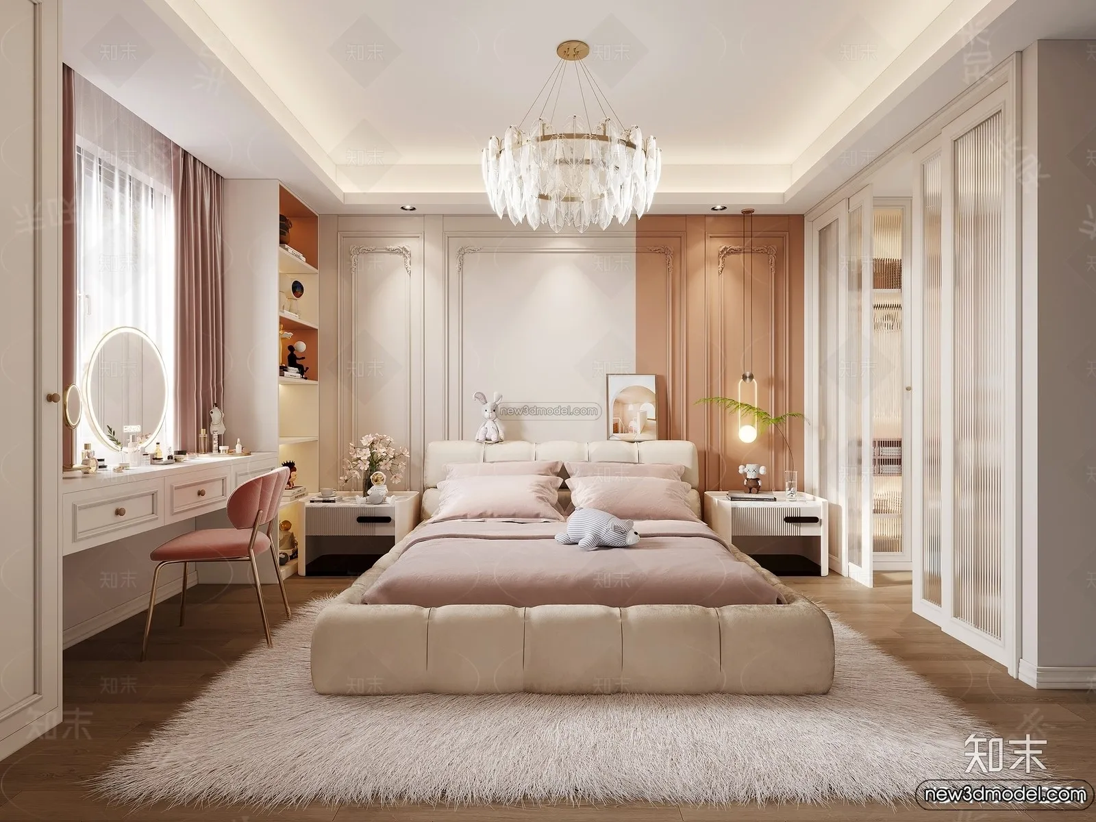 Bedroom – 3D Interior Scene – French Style – 044