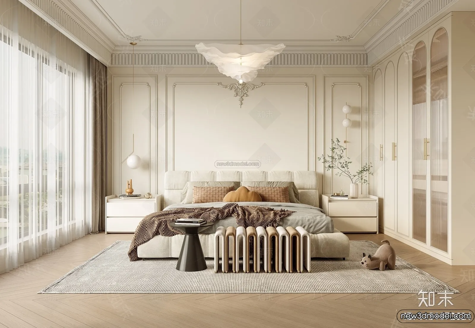 Bedroom – 3D Interior Scene – French Style – 045