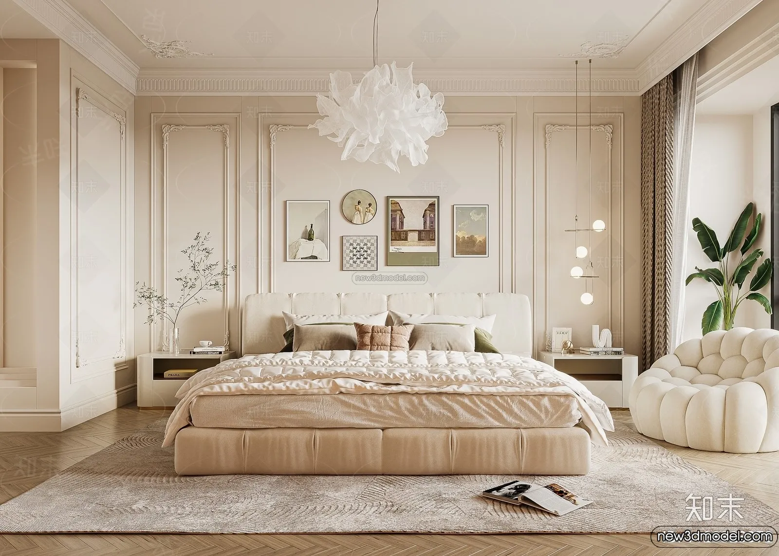 Bedroom – 3D Interior Scene – French Style – 046