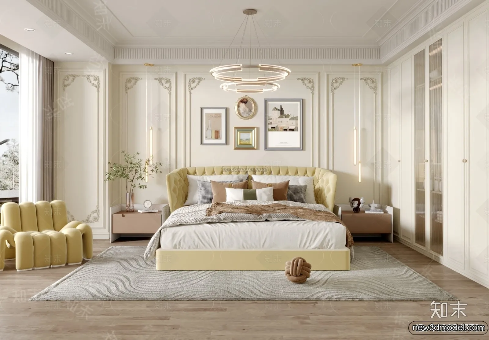 Bedroom – 3D Interior Scene – French Style – 047