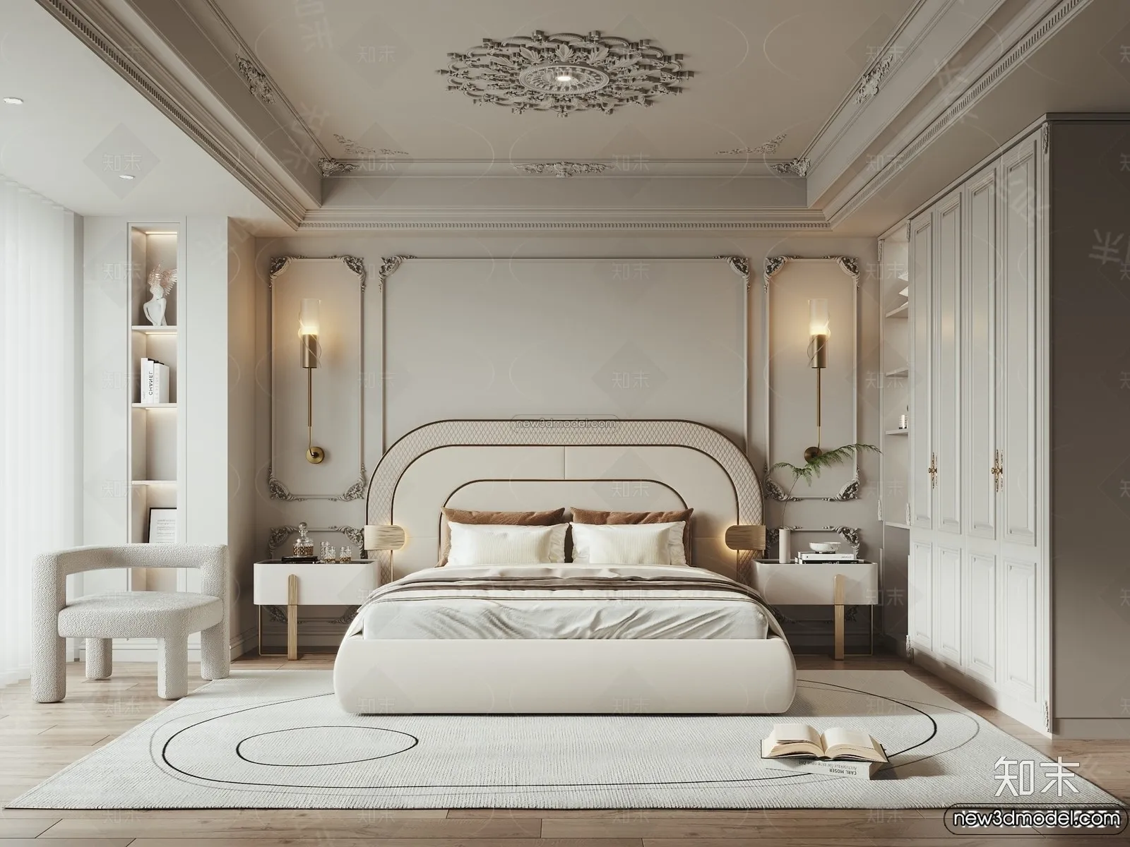 Bedroom – 3D Interior Scene – French Style – 049