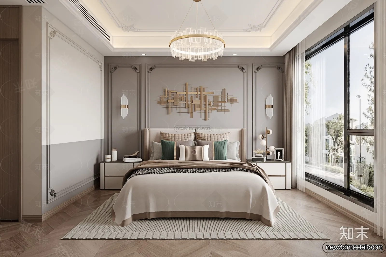 Bedroom – 3D Interior Scene – French Style – 050