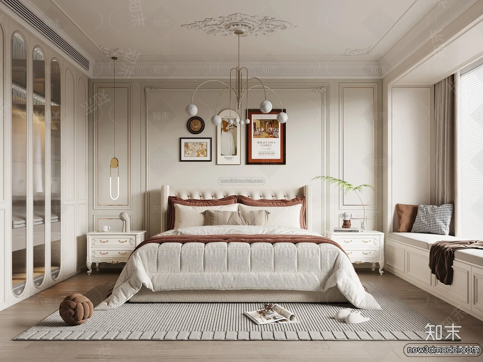 Bedroom – 3D Interior Scene – French Style – 051