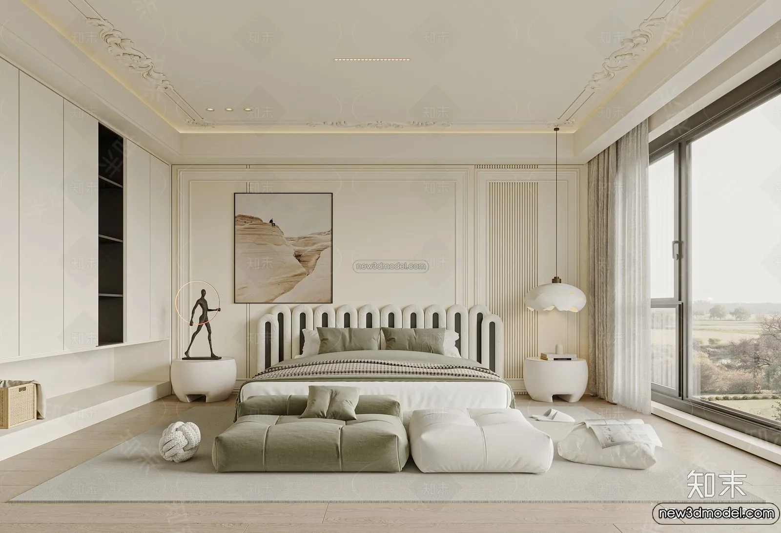 Bedroom – 3D Interior Scene – French Style – 054