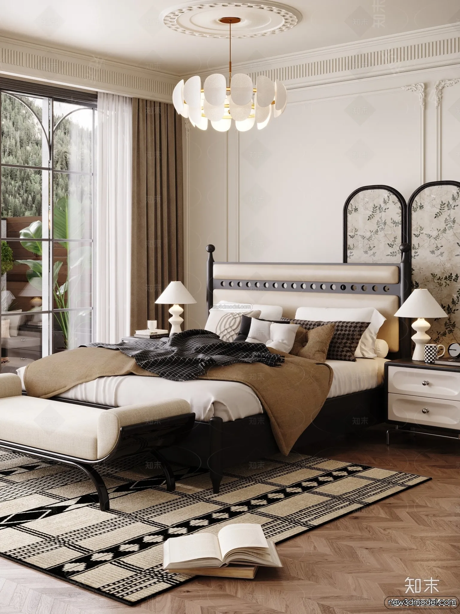 Bedroom – 3D Interior Scene – French Style – 055