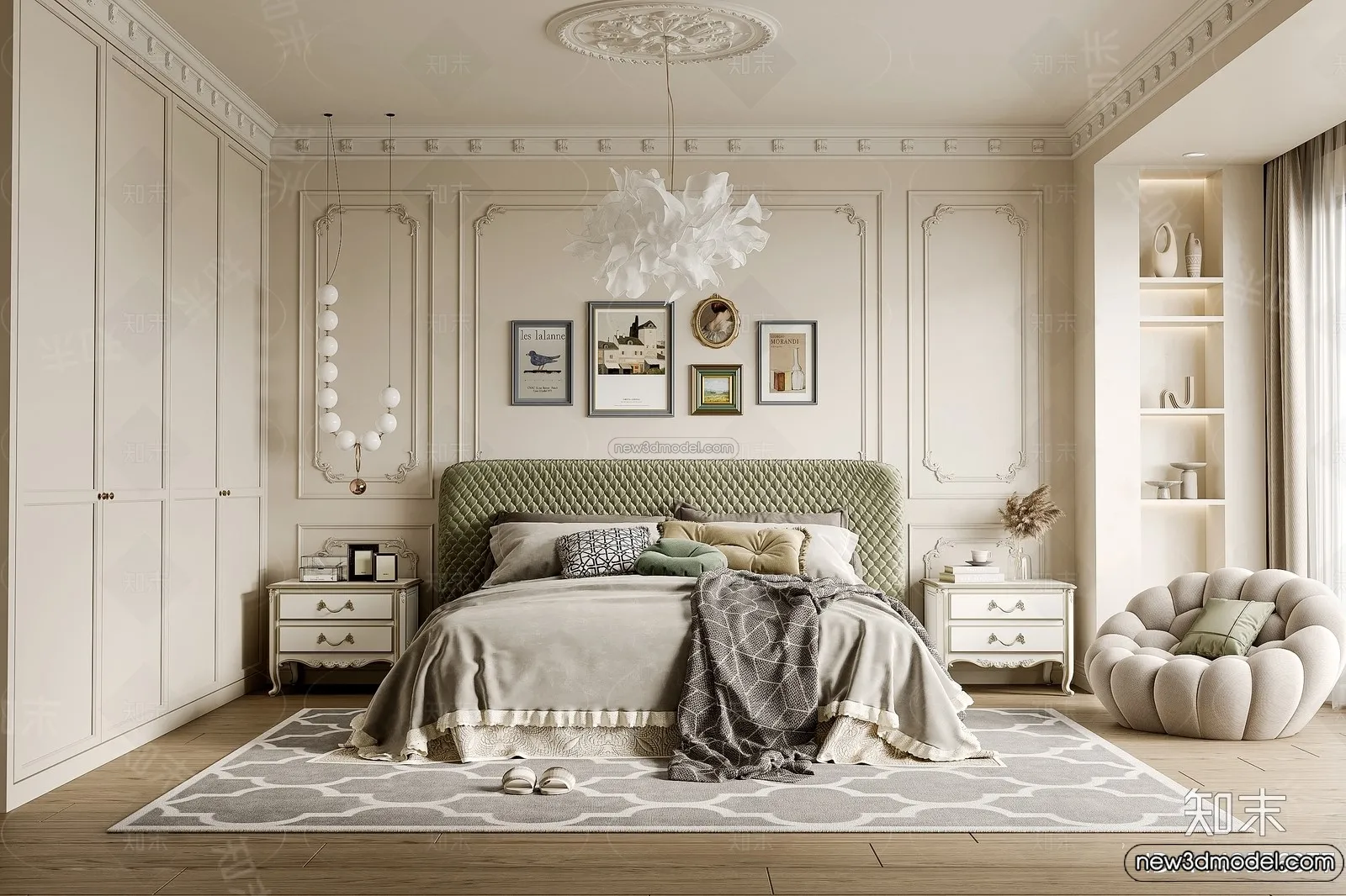 Bedroom – 3D Interior Scene – French Style – 056