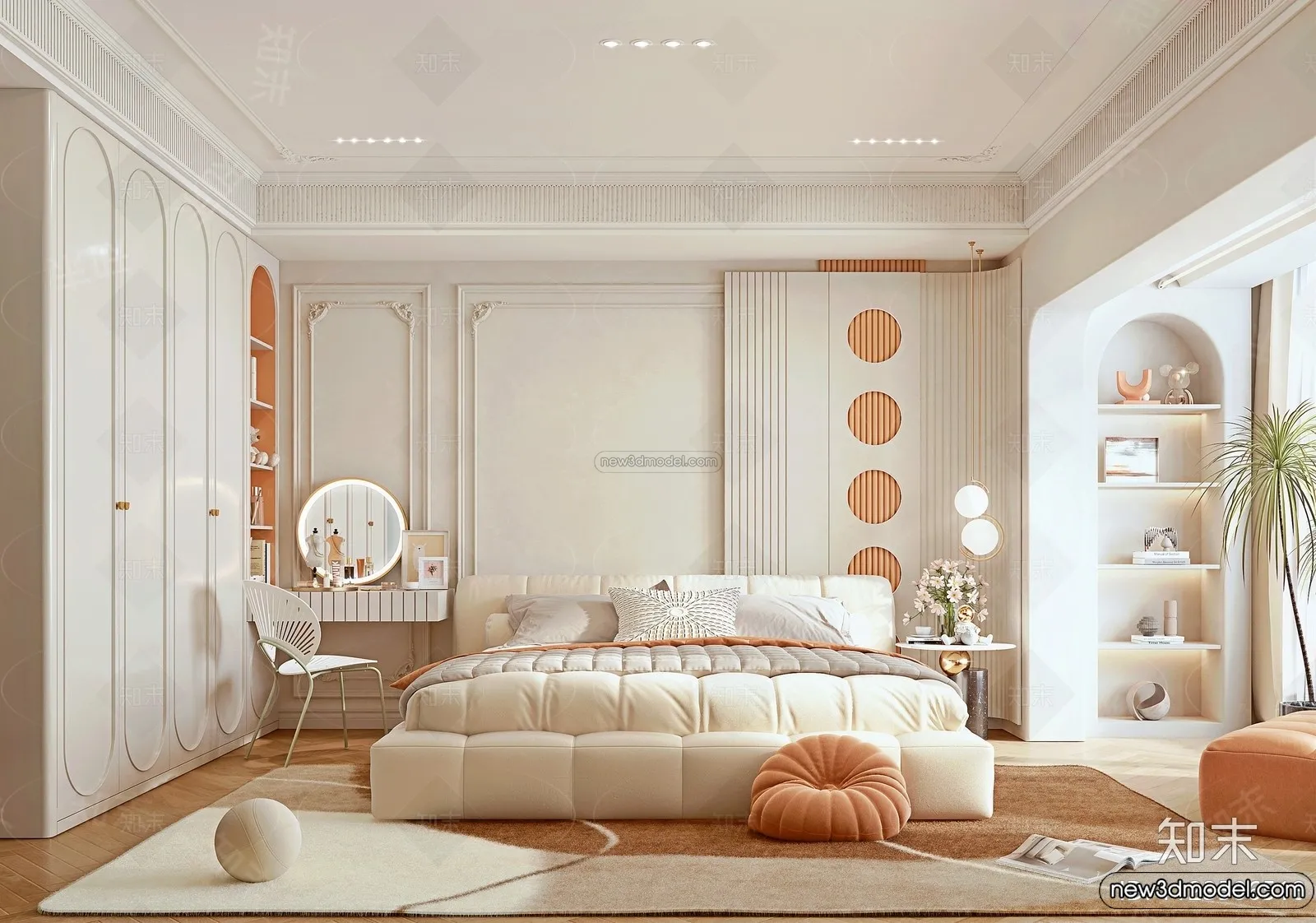 Bedroom – 3D Interior Scene – French Style – 057