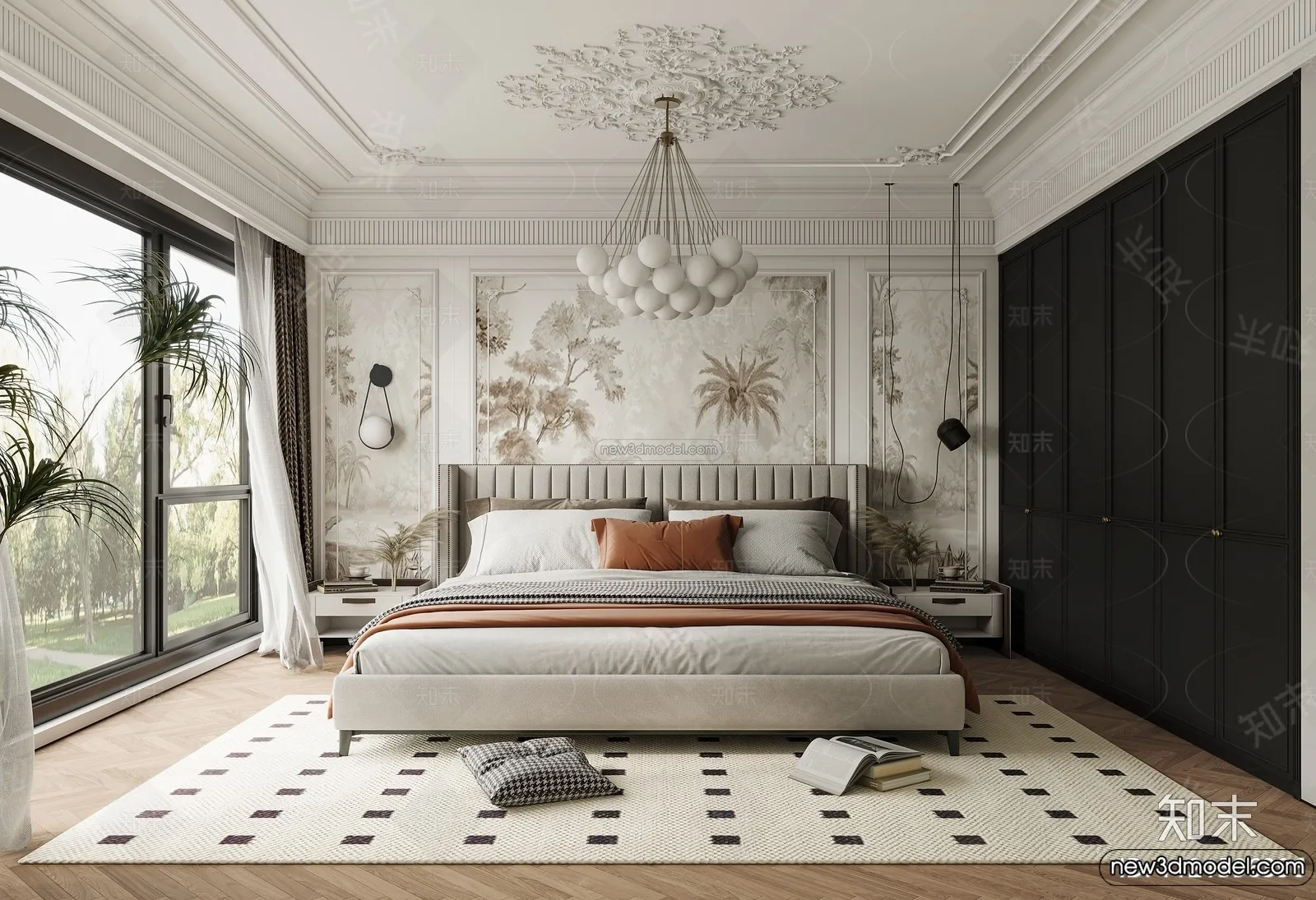 Bedroom – 3D Interior Scene – French Style – 059