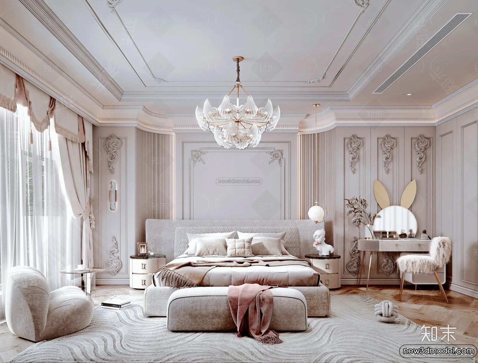 Bedroom – 3D Interior Scene – French Style – 061