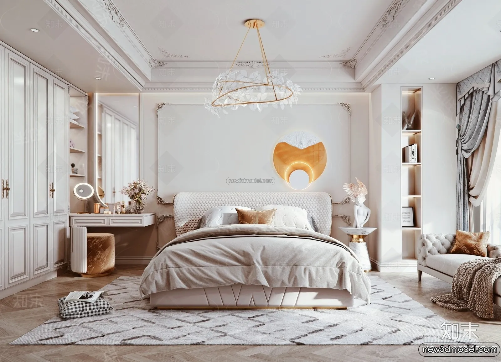 Bedroom – 3D Interior Scene – French Style – 062