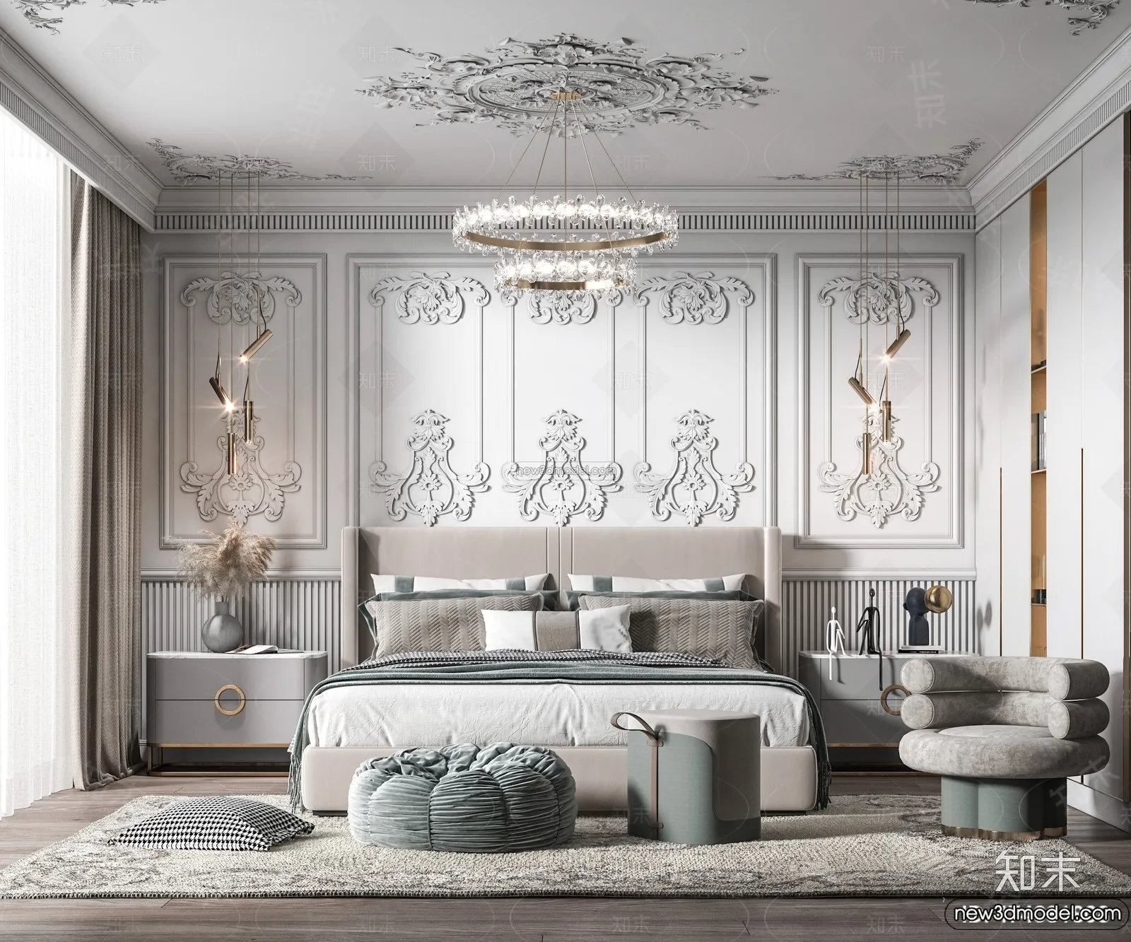 Bedroom – 3D Interior Scene – French Style – 064