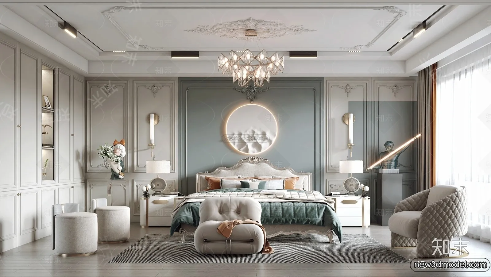 Bedroom – 3D Interior Scene – French Style – 066