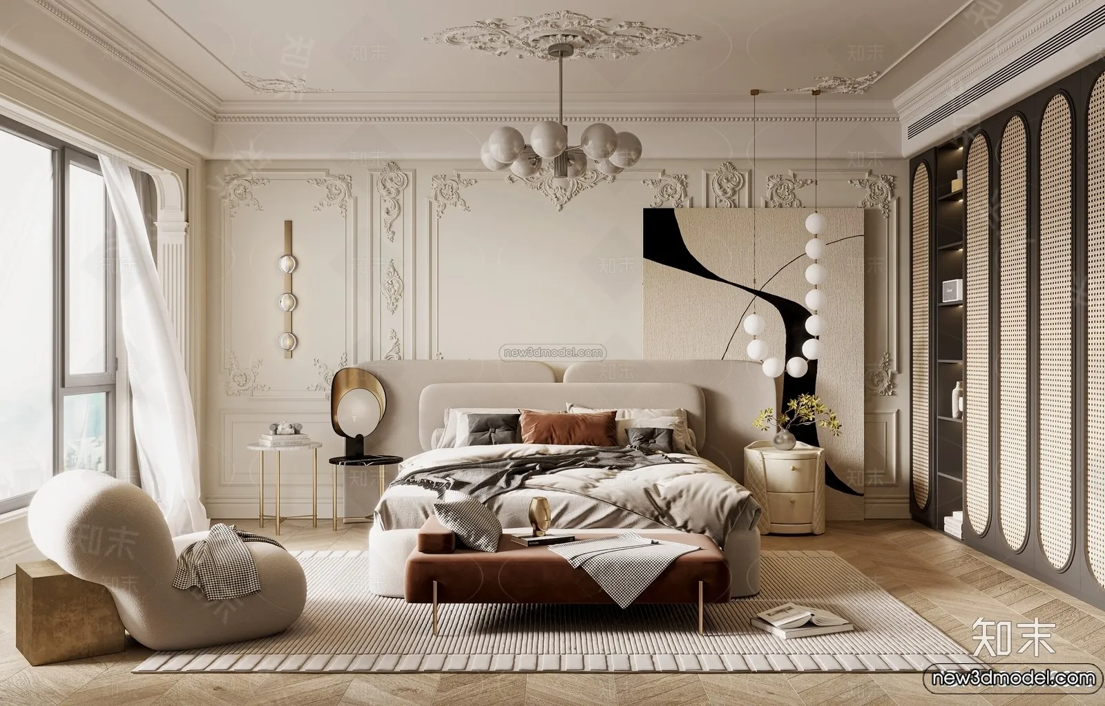 Bedroom – 3D Interior Scene – French Style – 067