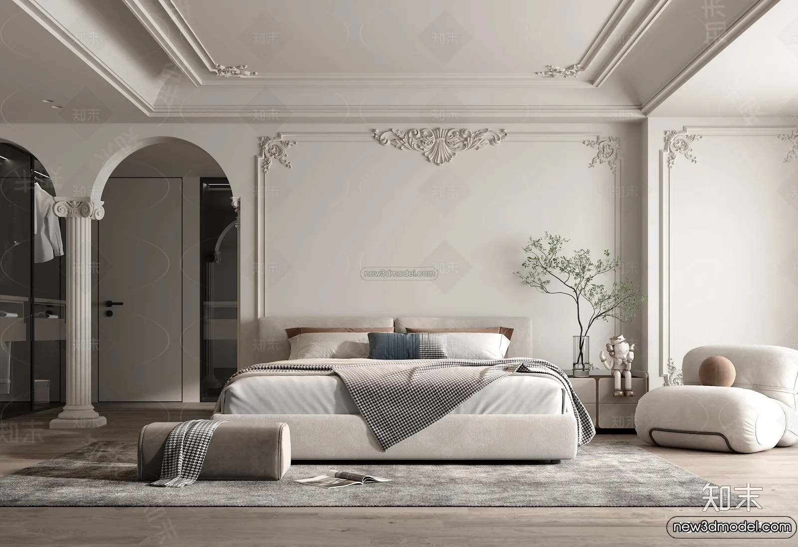 Bedroom – 3D Interior Scene – French Style – 068