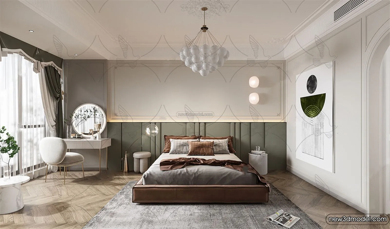 Bedroom – 3D Interior Scene – French Style – 069