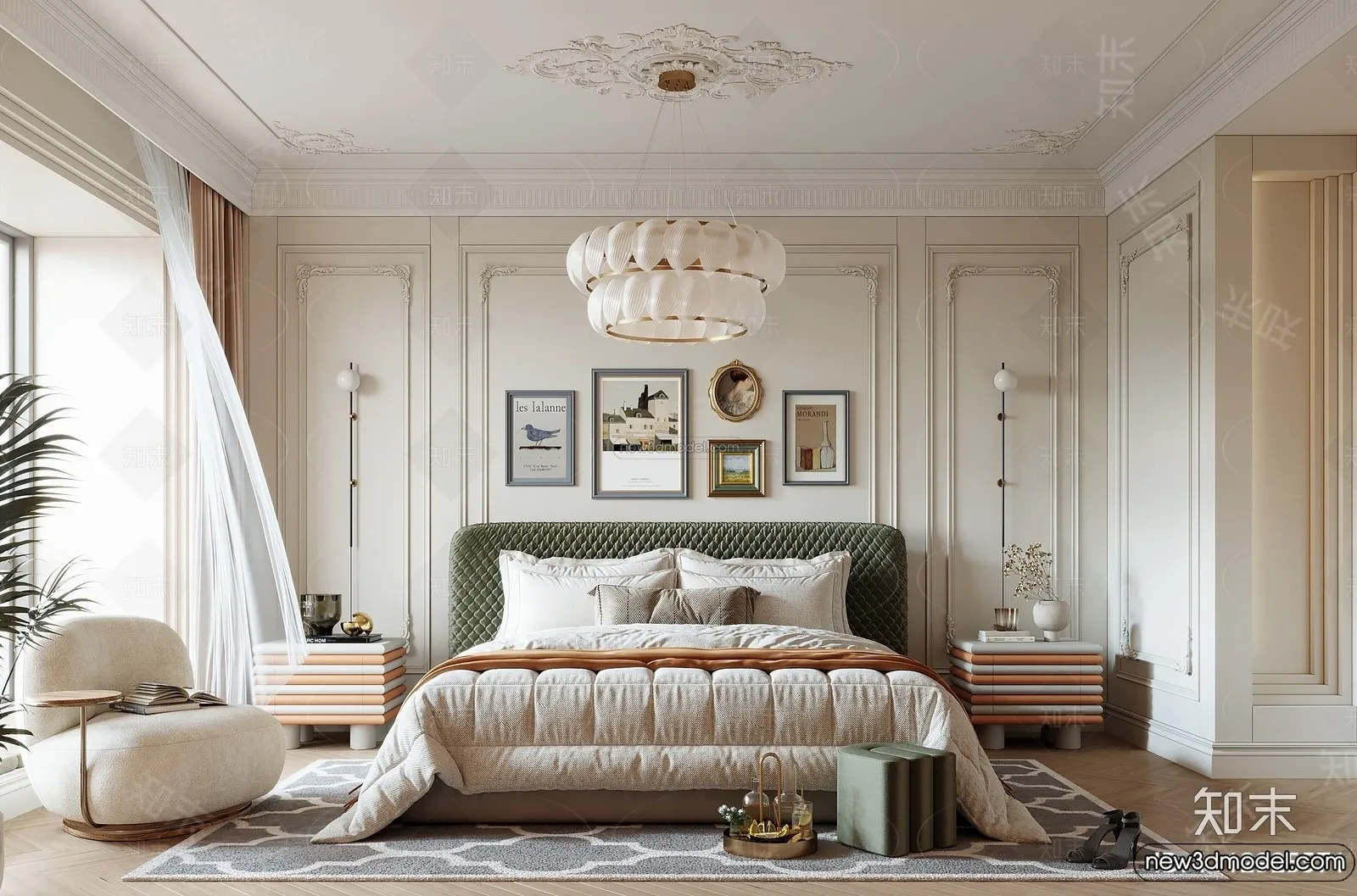 Bedroom – 3D Interior Scene – French Style – 073