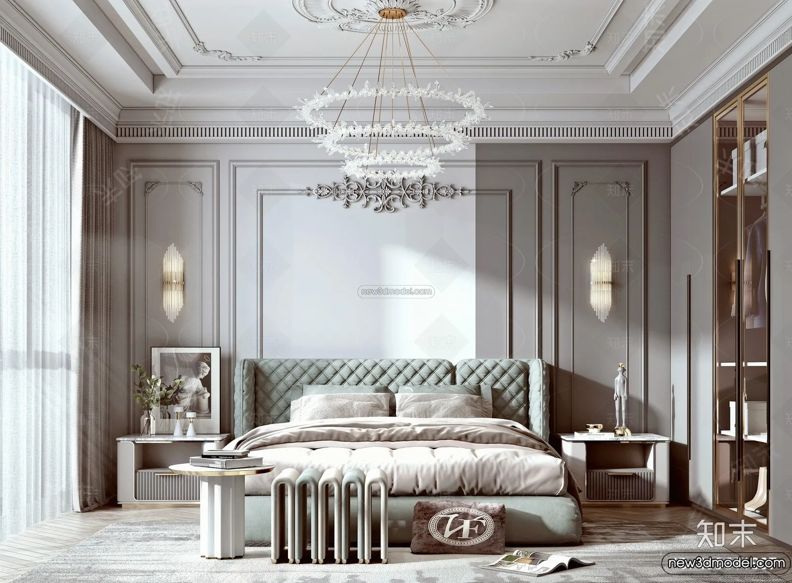 Bedroom – 3D Interior Scene – French Style – 074