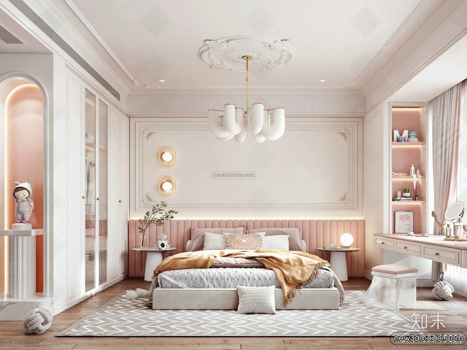 Bedroom – 3D Interior Scene – French Style – 075