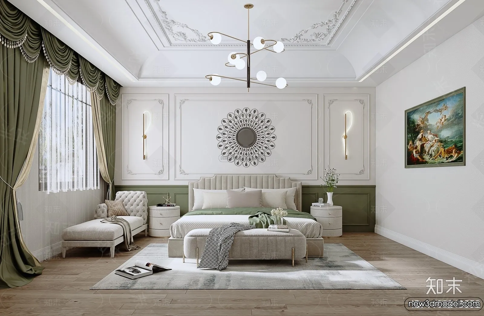 Bedroom – 3D Interior Scene – French Style – 076