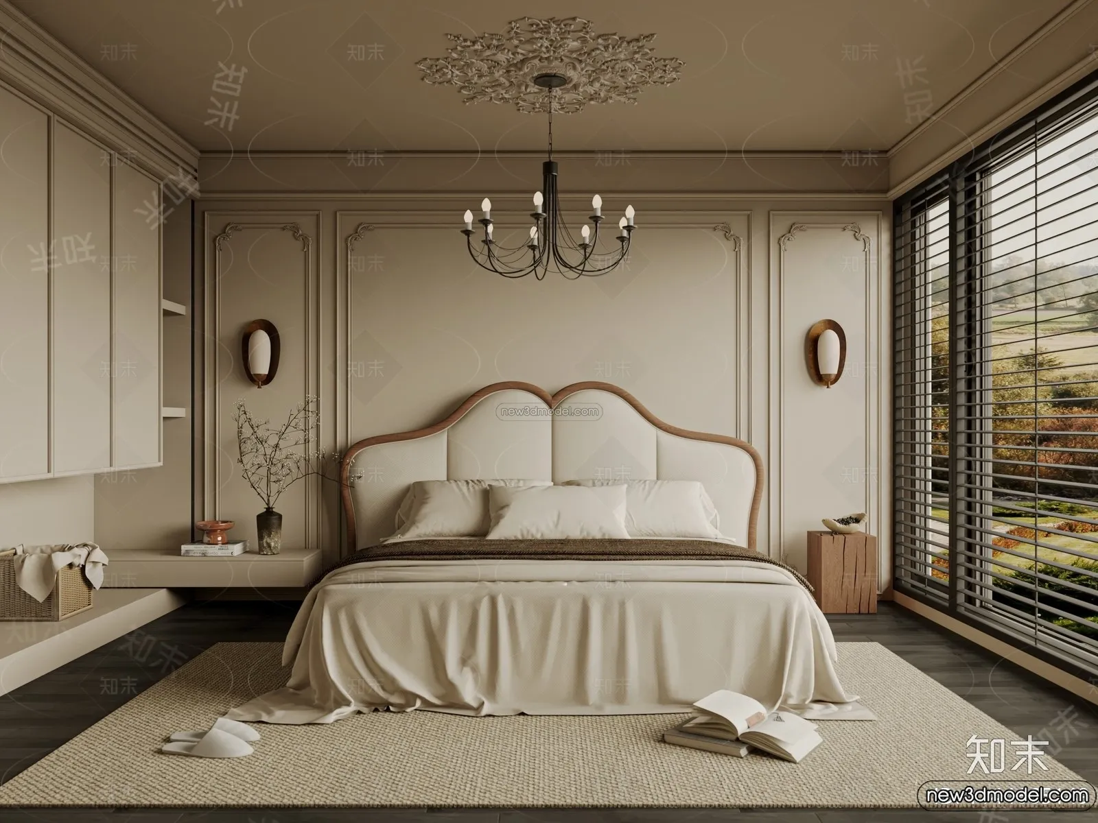 Bedroom – 3D Interior Scene – French Style – 079