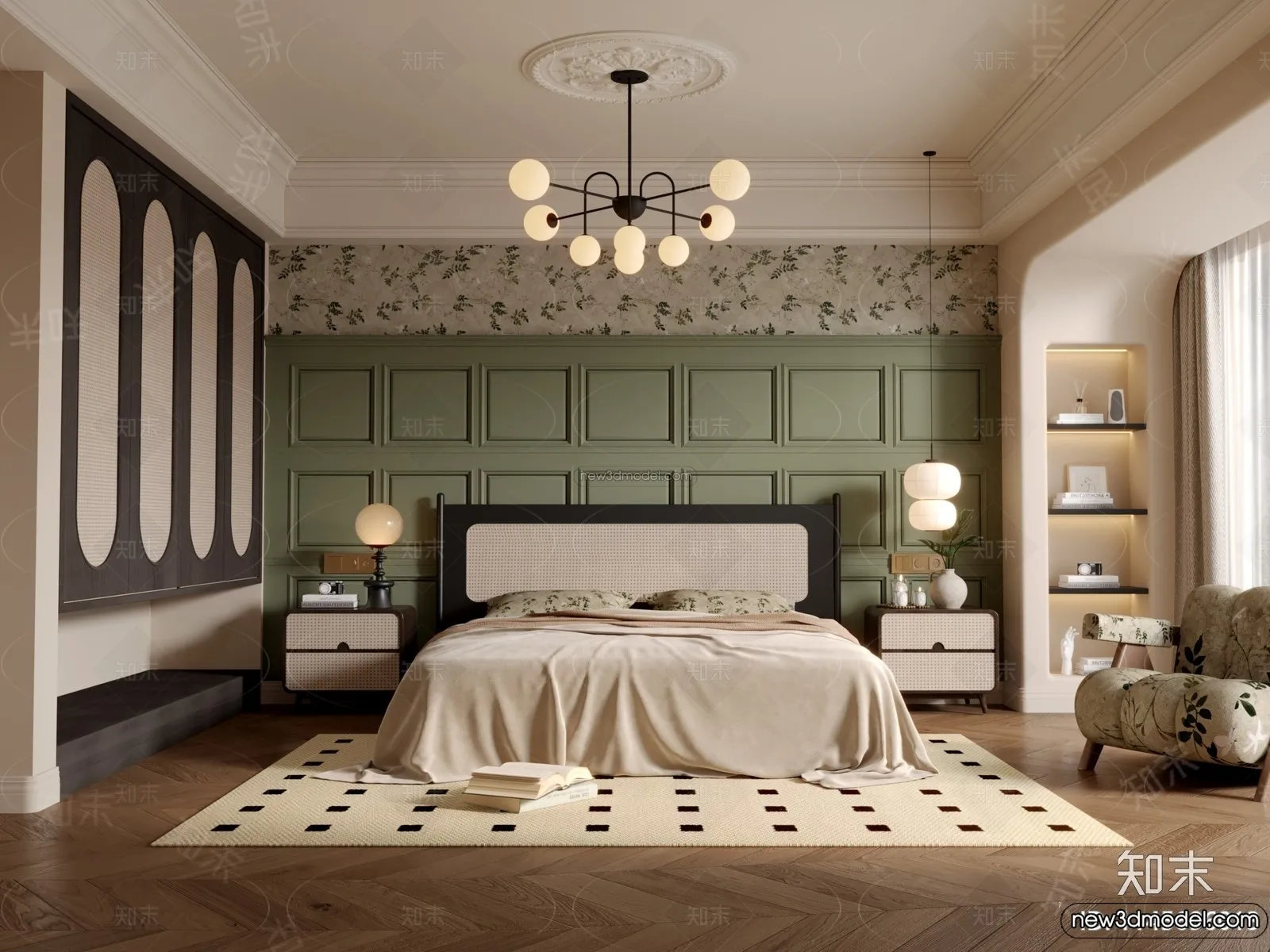 Bedroom – 3D Interior Scene – French Style – 081