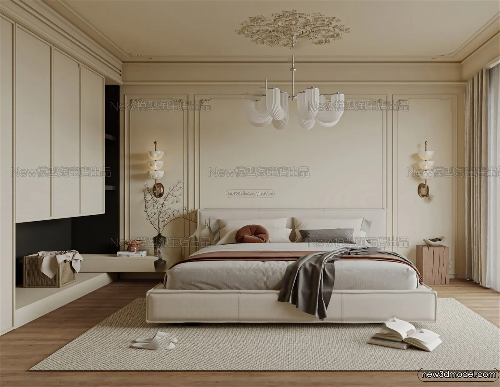 Bedroom – 3D Interior Scene – French Style – 082