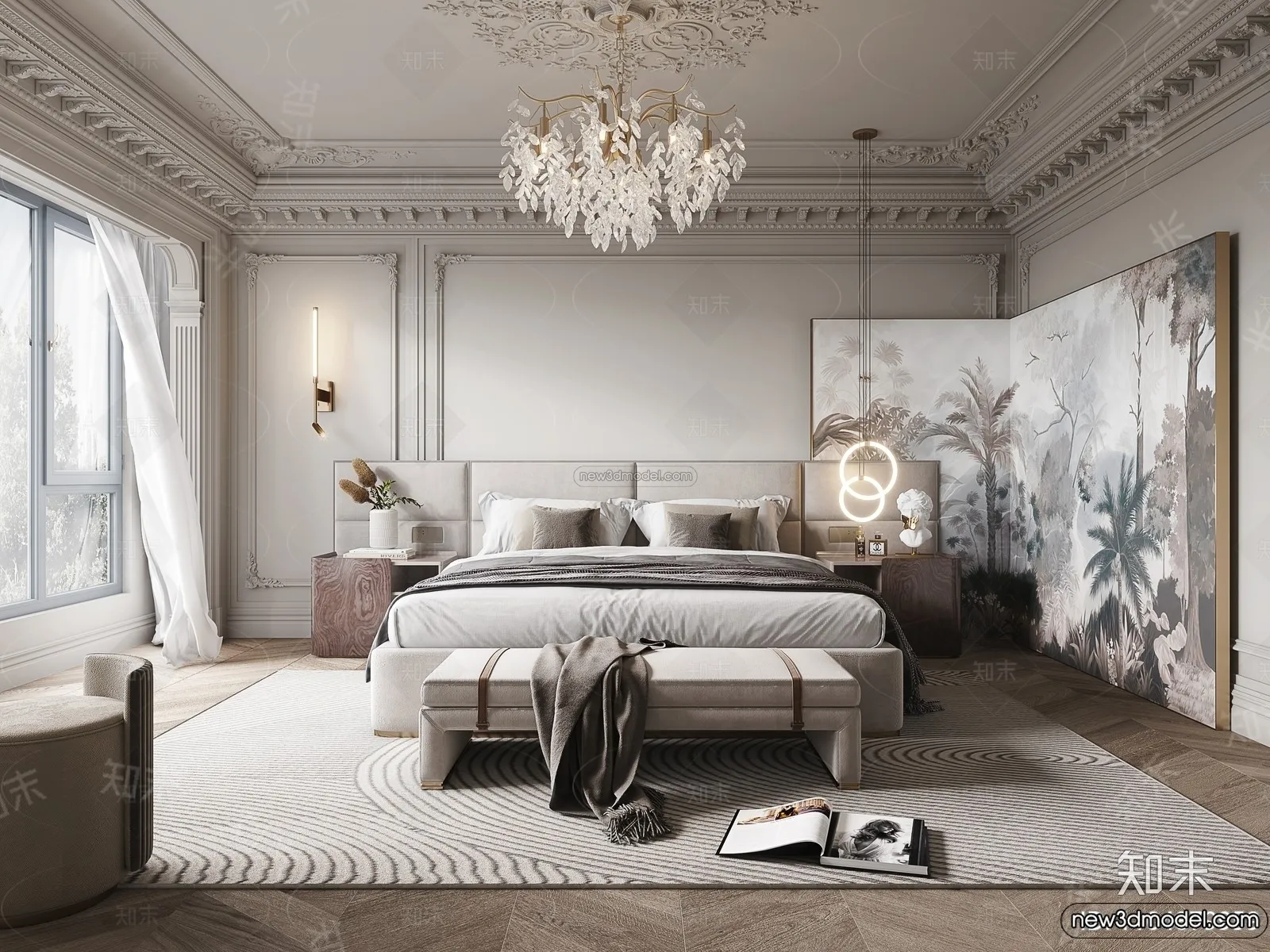 Bedroom – 3D Interior Scene – French Style – 085