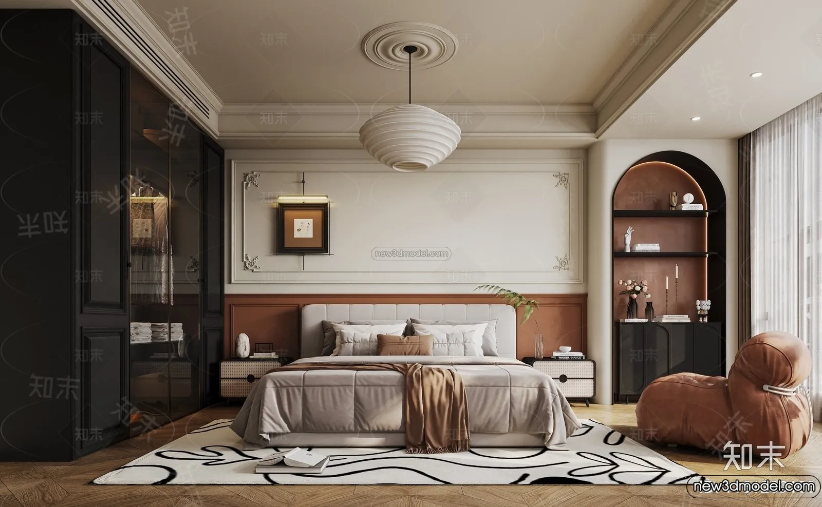 Bedroom – 3D Interior Scene – French Style – 086