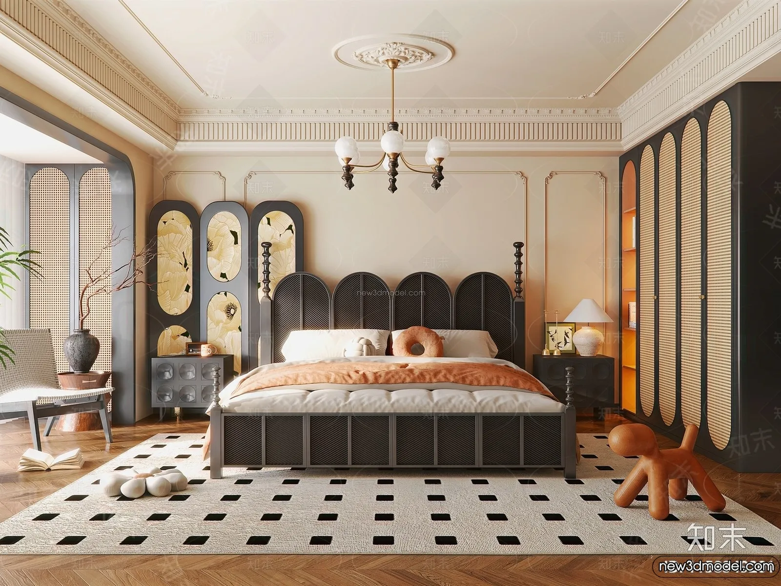 Bedroom – 3D Interior Scene – French Style – 088