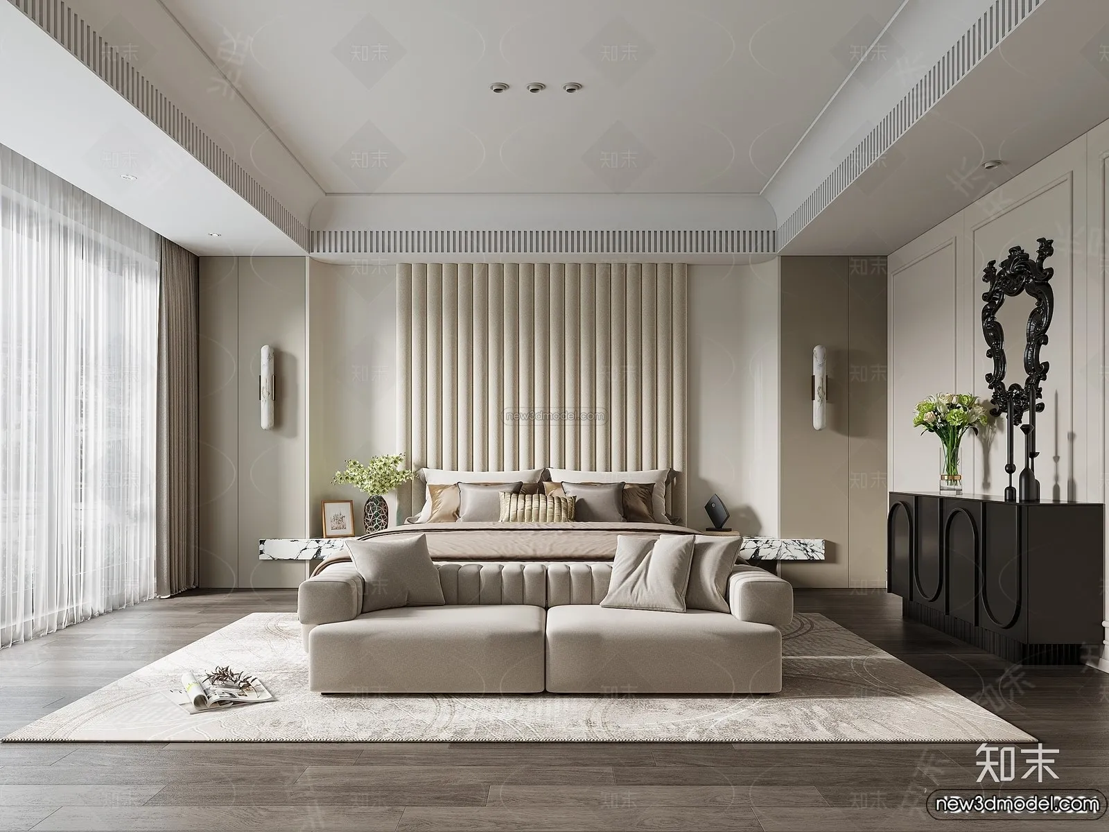 Bedroom – 3D Interior Scene – Italian Style – 002