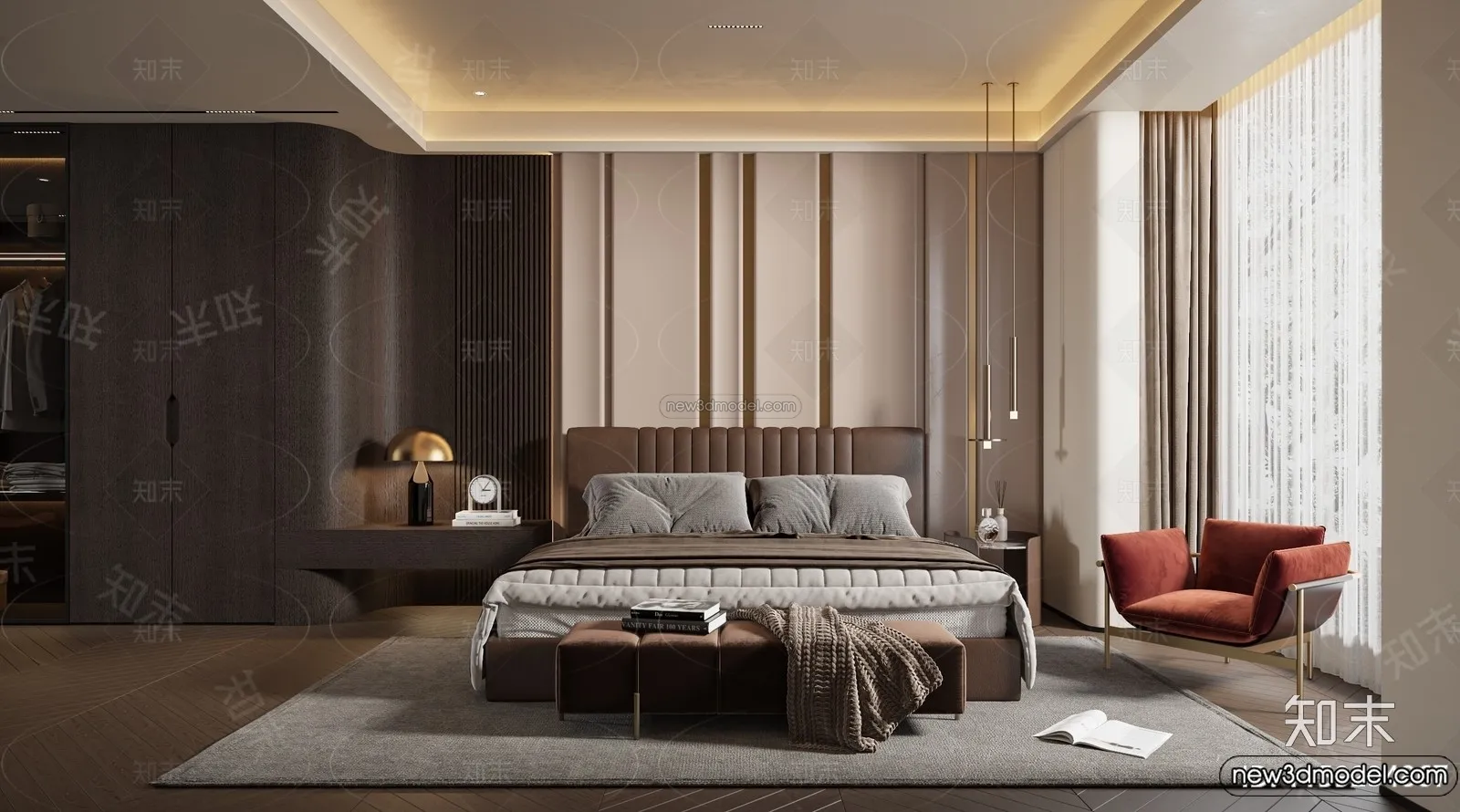 Bedroom – 3D Interior Scene – Italian Style – 003